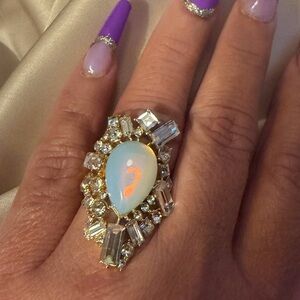 Kurt Geiger Baguette Opal Stone Cocktail Ring Sz 8 “New Launch”